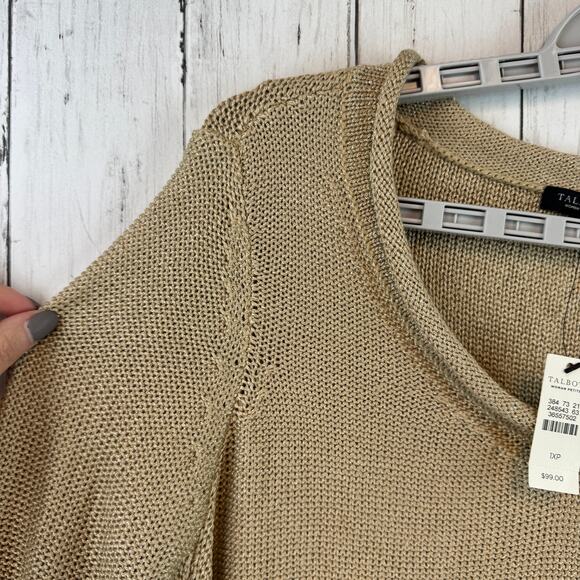 NWT Talbots Beige Metallic Knit Scoop Neck 3/4 Sleeve Tunic Sweater Size 1XP - Picture 7 of 13